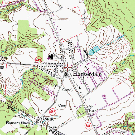 Topographic Map of Hunterdale, VA