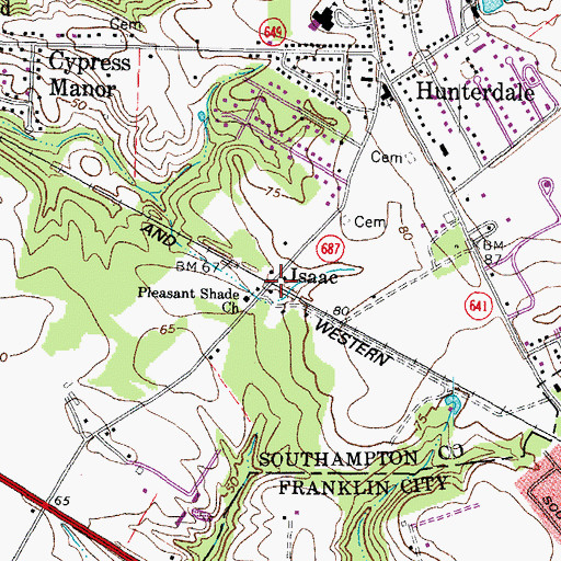 Topographic Map of Isaac, VA