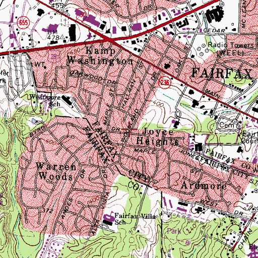 Topographic Map of Joyce Heights, VA