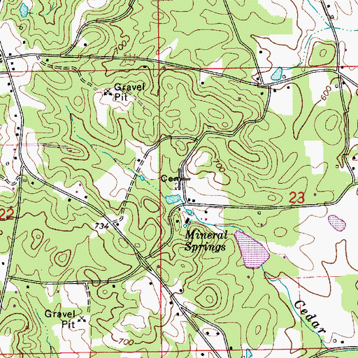 Topographic Map of Pleasant Hill Cemetery, AL