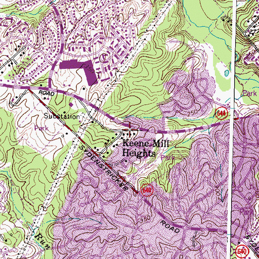 Topographic Map of Keene Mill Heights, VA