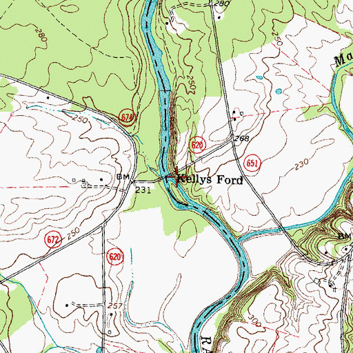 Topographic Map of Kellys Ford, VA