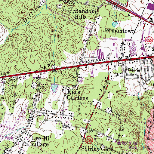 Topographic Map of Kiels Gardens, VA