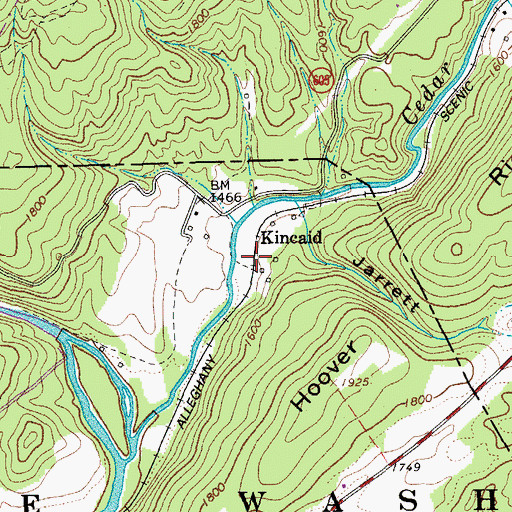 Topographic Map of Kincaid, VA