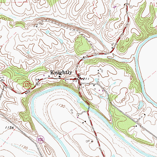 Topographic Map of Knightly, VA