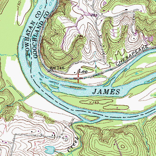Topographic Map of Lee, VA