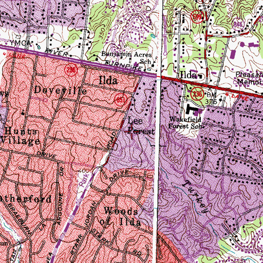 Topographic Map of Lee Forest, VA