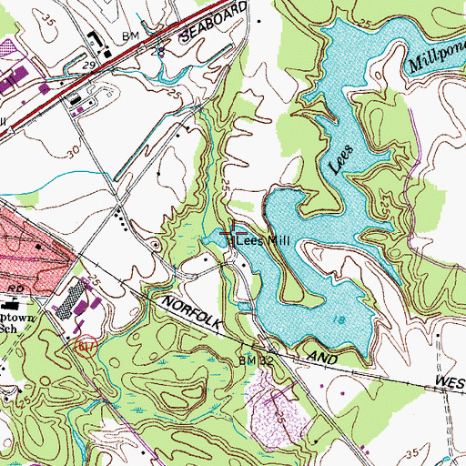 Topographic Map of Lees Mill, VA