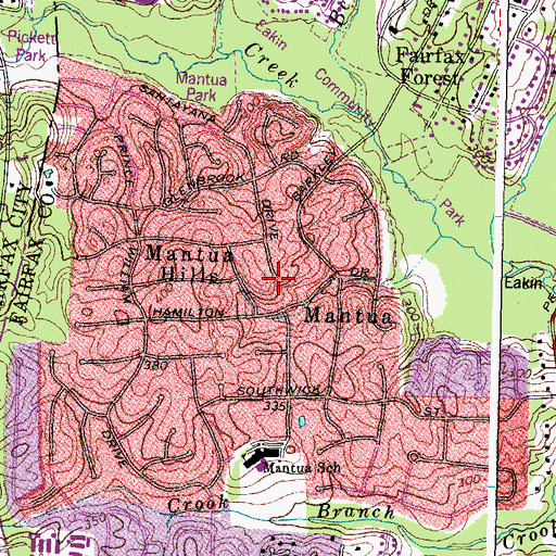Topographic Map of Mantua, VA