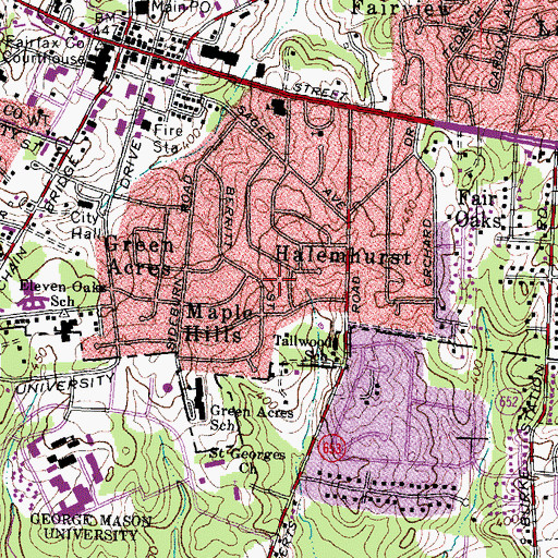 Topographic Map of Maple Hills, VA