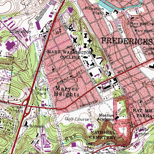 Topographic Map of Maryes Heights, VA