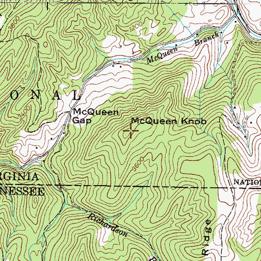 Topographic Map of McQueen Knob, VA