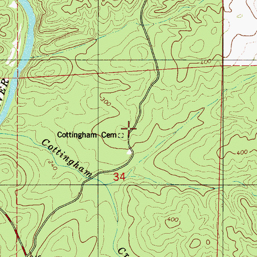 Topographic Map of Cottingham Church, AL