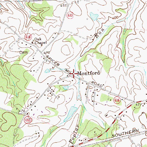 Topographic Map of Montford, VA