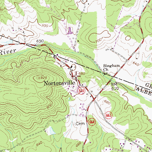 Topographic Map of Nortonsville, VA
