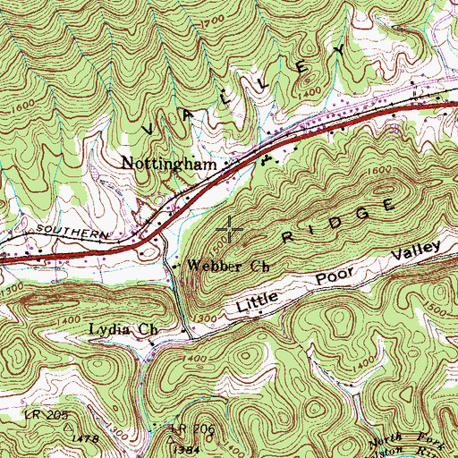 Topographic Map of Nottingham, VA