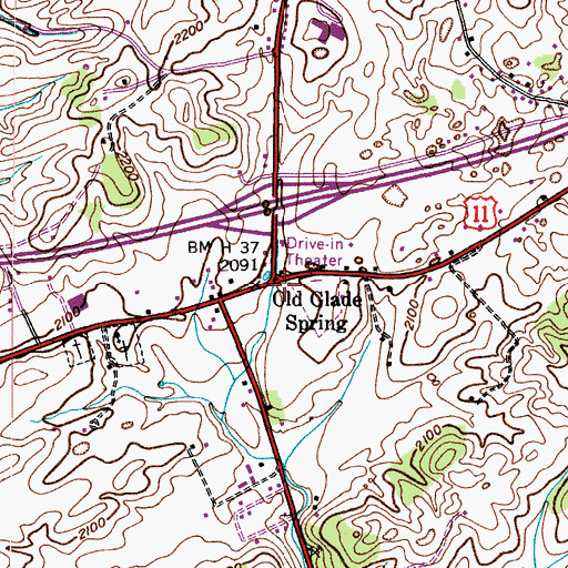 Topographic Map of Old Glade Spring, VA
