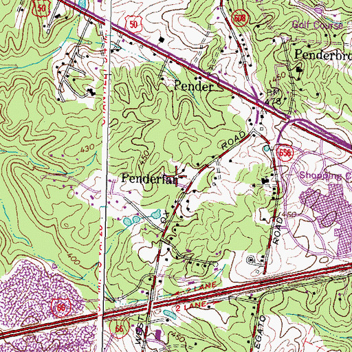 Topographic Map of Penderlan, VA