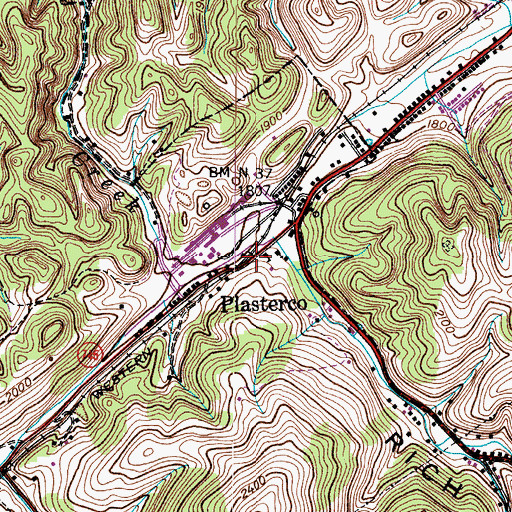 Topographic Map of Plasterco, VA