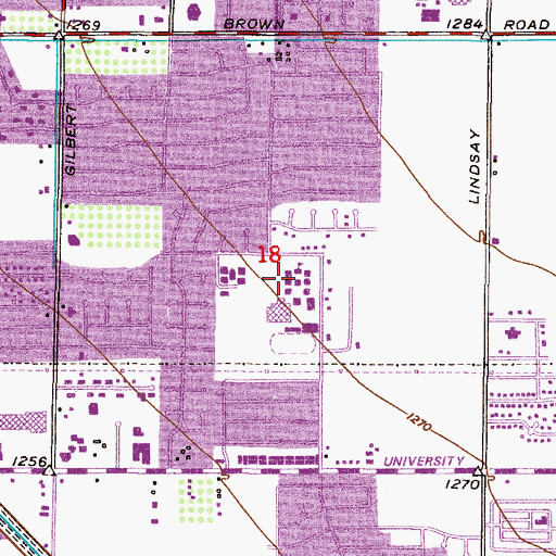 Topographic Map of Poston Junior High School, AZ