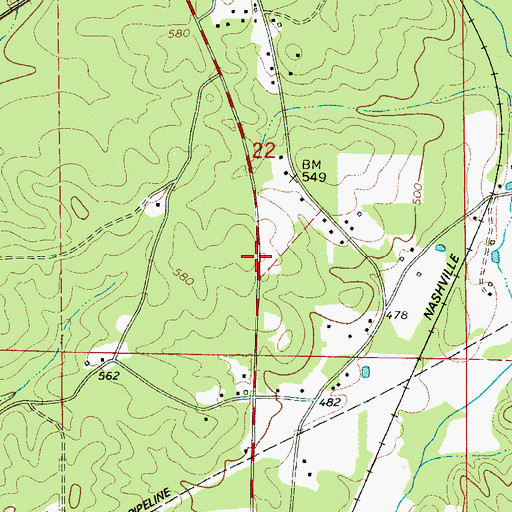 Topographic Map of North Bibb Church of Christ, AL