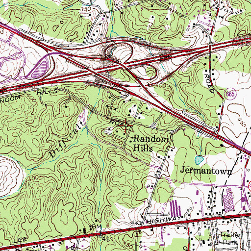 Topographic Map of Random Hills, VA