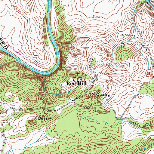 Topographic Map of Red Hill, VA