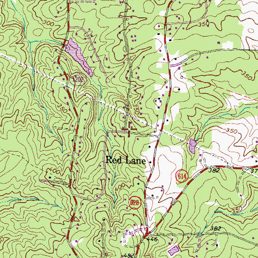 Topographic Map of Red Lane, VA