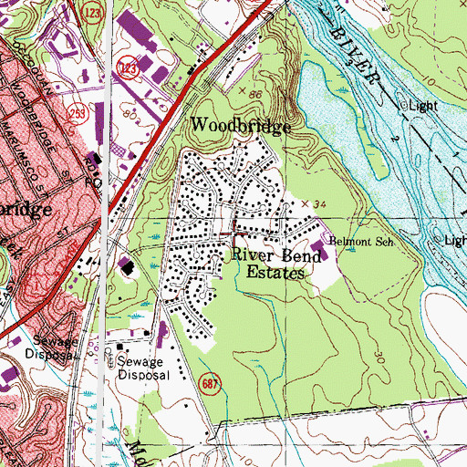 Topographic Map of River Bend Estates, VA