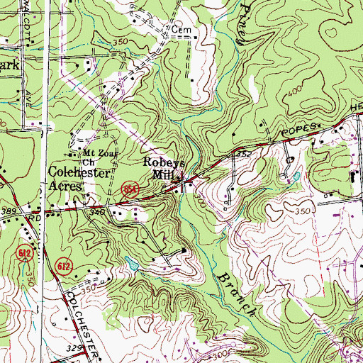 Topographic Map of Robeys Mill, VA