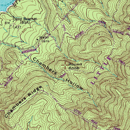 Topographic Map of Round Knob, VA