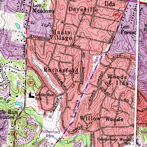 Topographic Map of Rutherford, VA