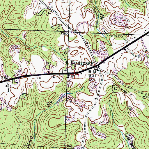 Topographic Map of Five Points Church, AL