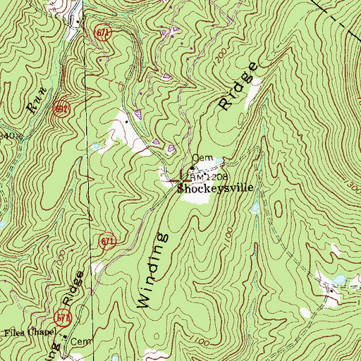 Topographic Map of Shockeysville, VA