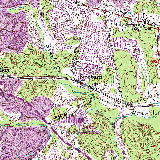 Topographic Map of Sideburn, VA