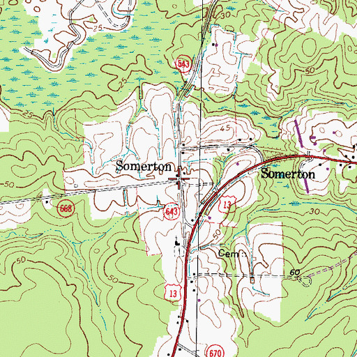 Topographic Map of Somerton, VA
