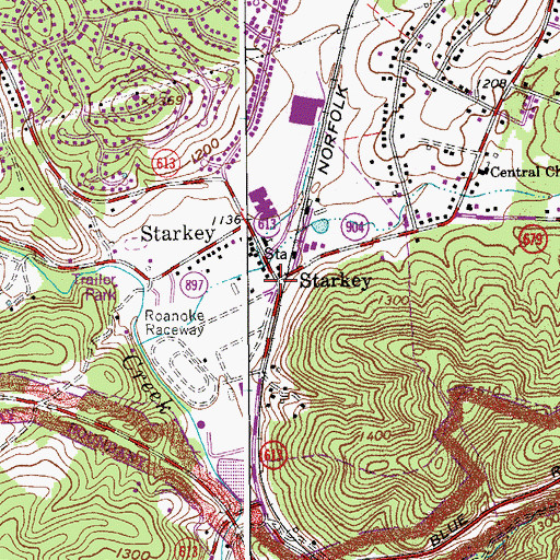 Topographic Map of Starkey, VA