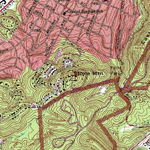 Topographic Map of Stone Mountain, VA