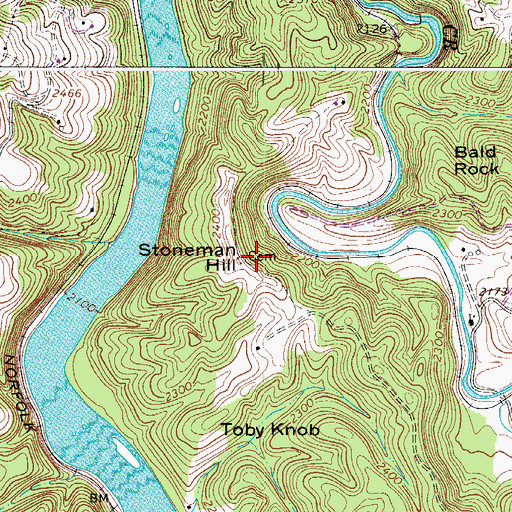 Topographic Map of Stoneman Hill, VA