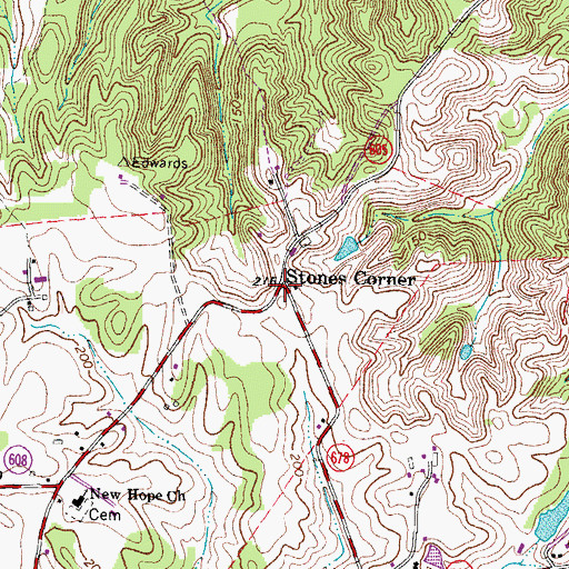 Topographic Map of Stones Corner, VA