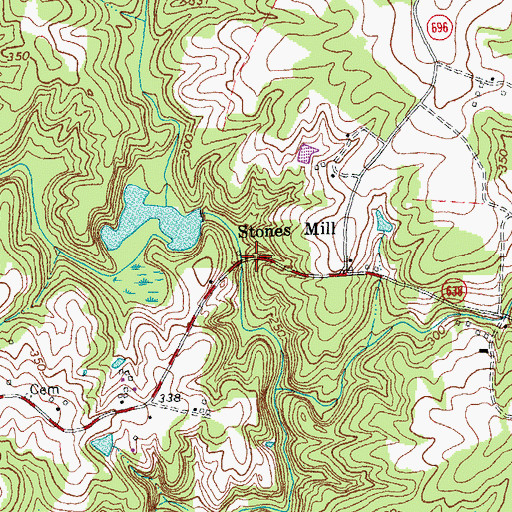 Topographic Map of Stones Mill, VA