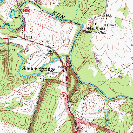 Topographic Map of Sudley Springs, VA
