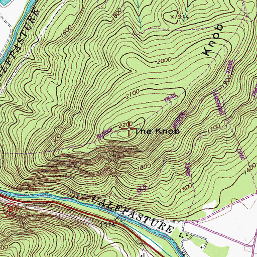 Topographic Map of The Knob, VA