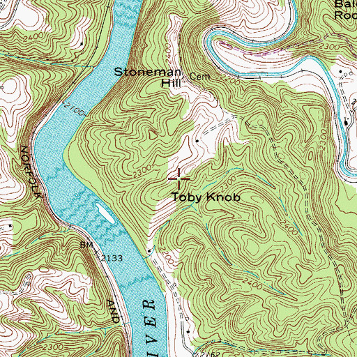 Topographic Map of Toby Knob, VA