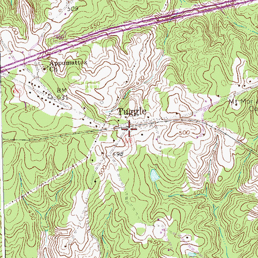 Topographic Map of Tuggle, VA
