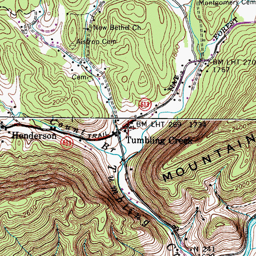 Topographic Map of Tumbling Creek, VA