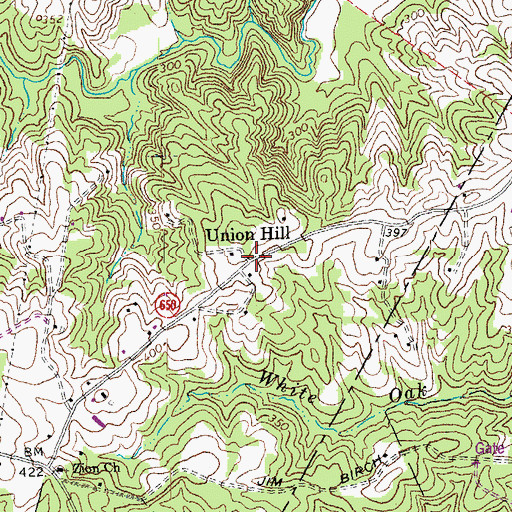 Topographic Map of Union Hill, VA
