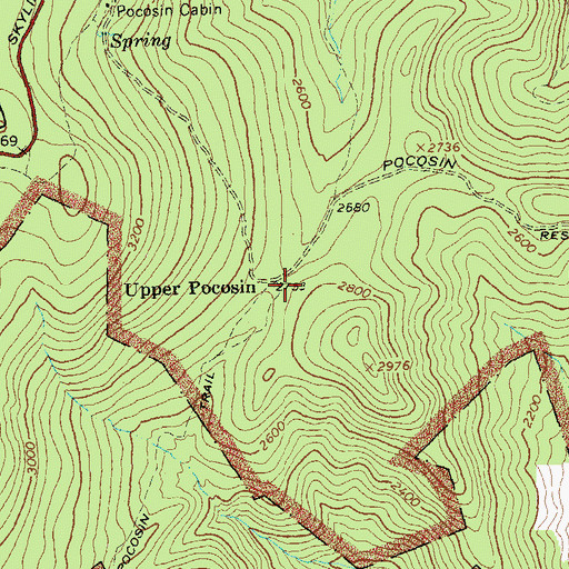 Topographic Map of Upper Pocosin, VA