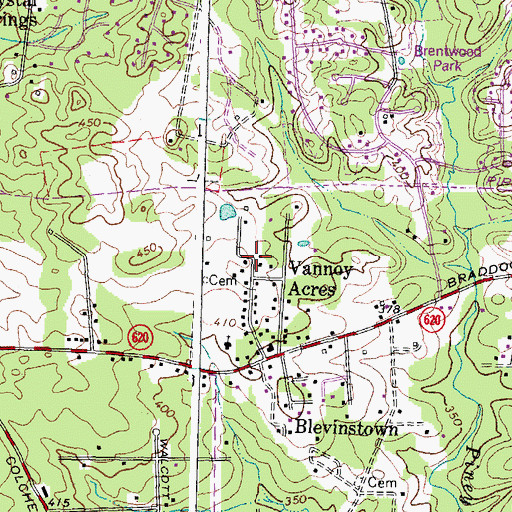 Topographic Map of Vannoy Acres, VA