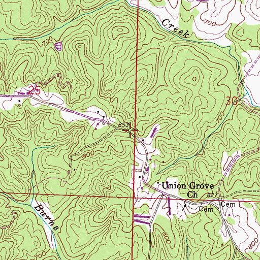 Topographic Map of Clark Cemetery, AL